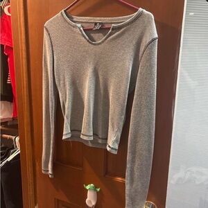 Zine Clothing Gray Long-Sleeve Knit Top